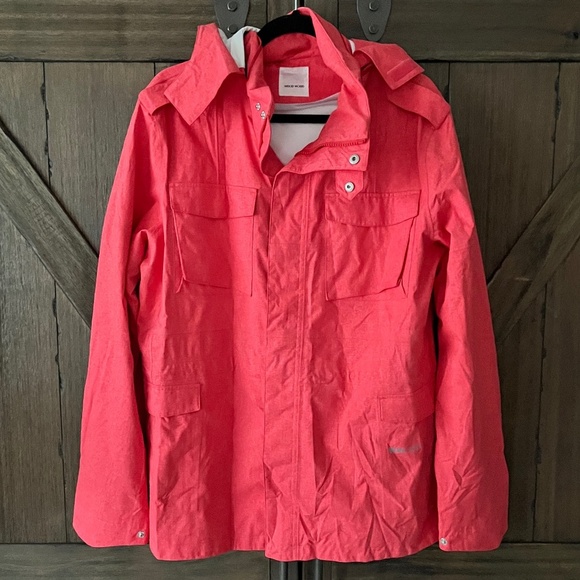 Wood Wood Romain Jacket M65 Waterproof Coral Red Size Large NWOT - Picture 1 of 9